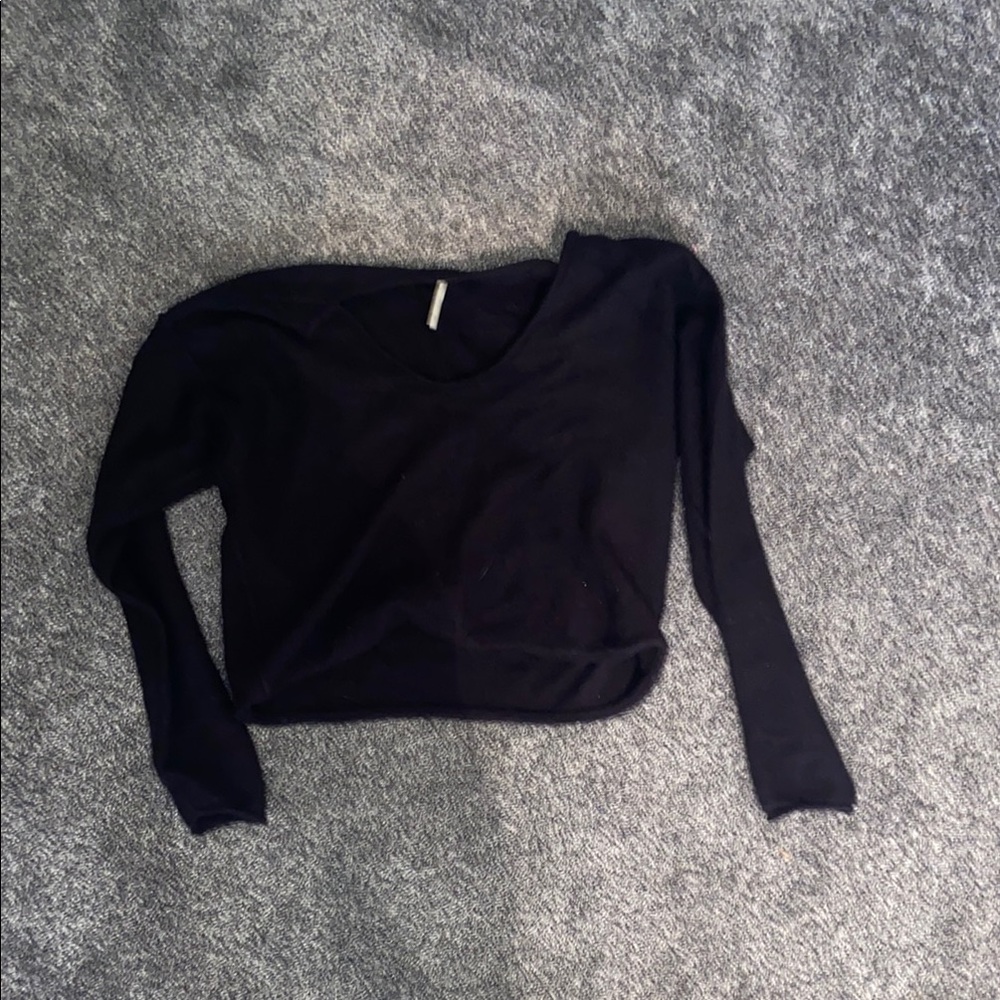Free People Black Asymmetrical Long Sleeve Hoodie